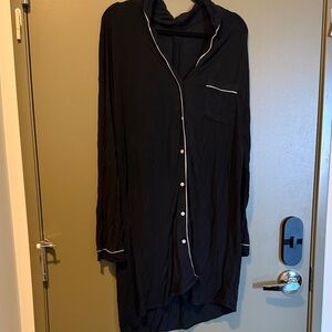 Victoria's Secret Black Pajama Shirt with White Piping